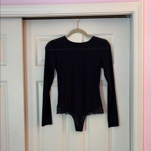 Free Press Black Fitted Long Sleeve Bodysuit